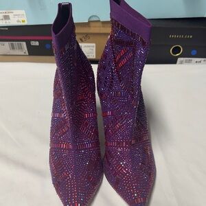 Thalia Sodi Purple Embellished Heeled Boots